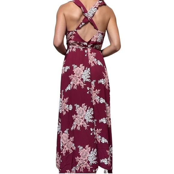 🥒 Privacy Please Fillmore Wrap Summer Floral Red High Low Midi Dress Calico M - Picture 4 of 7